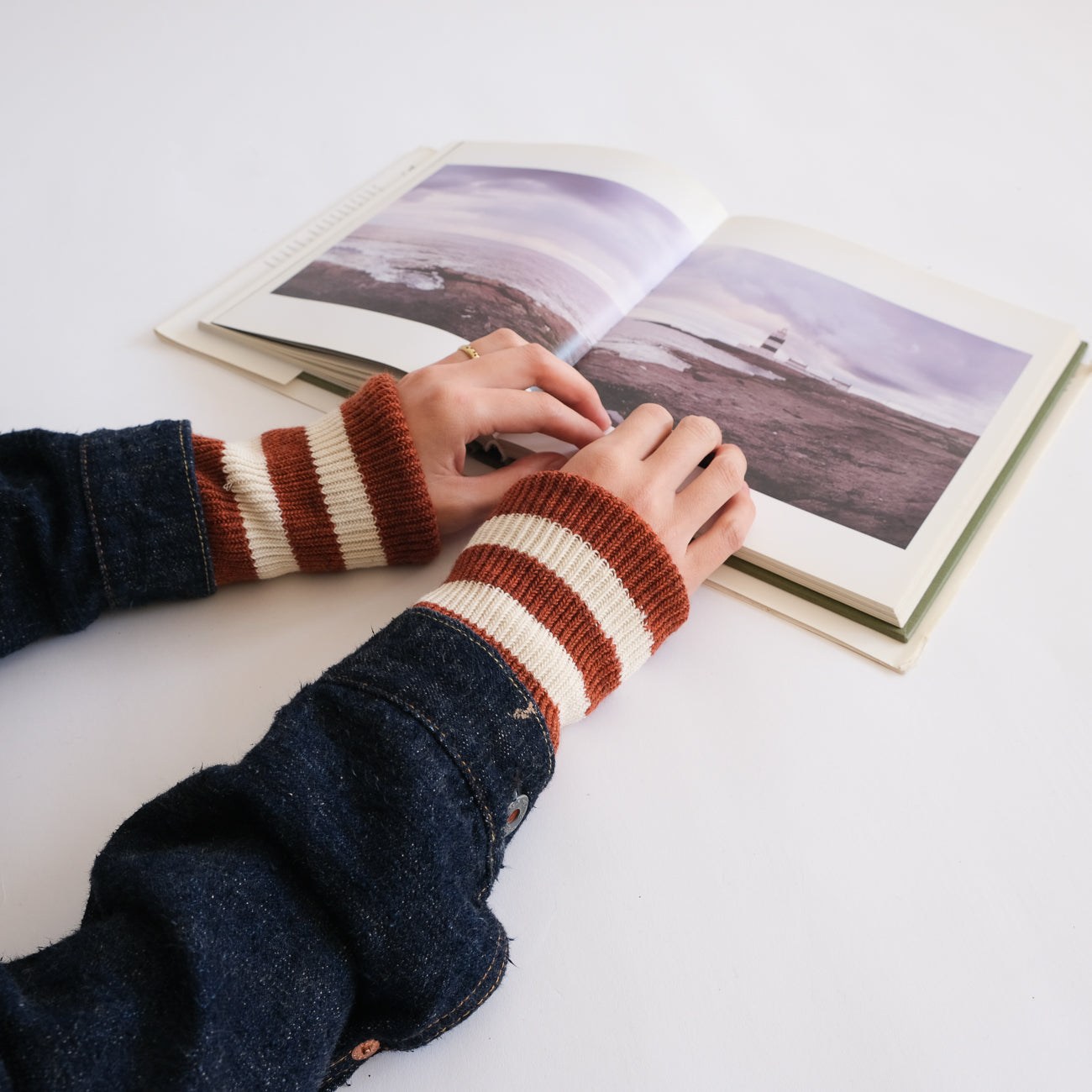 4-4013|Wool Organic Cotton Stripes Sleeve