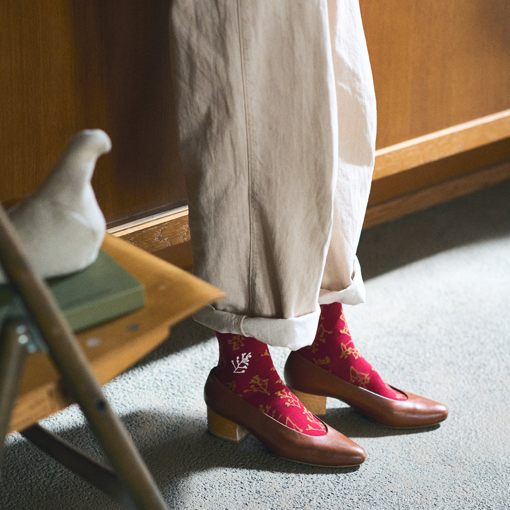 4-4001|Organic Cotton Rose Hip Pattern Socks