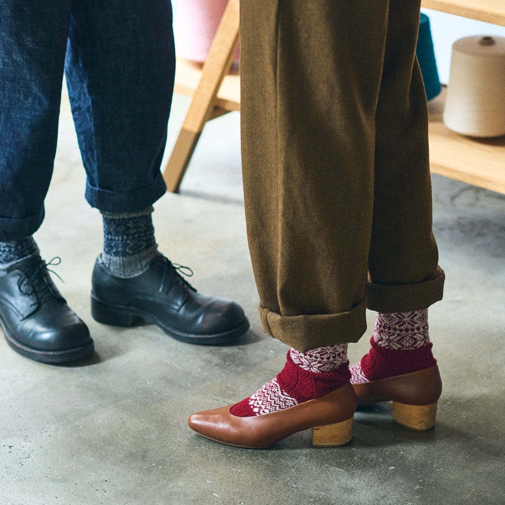 4-4011|Wool Organic Cotton Snow Pattern Socks