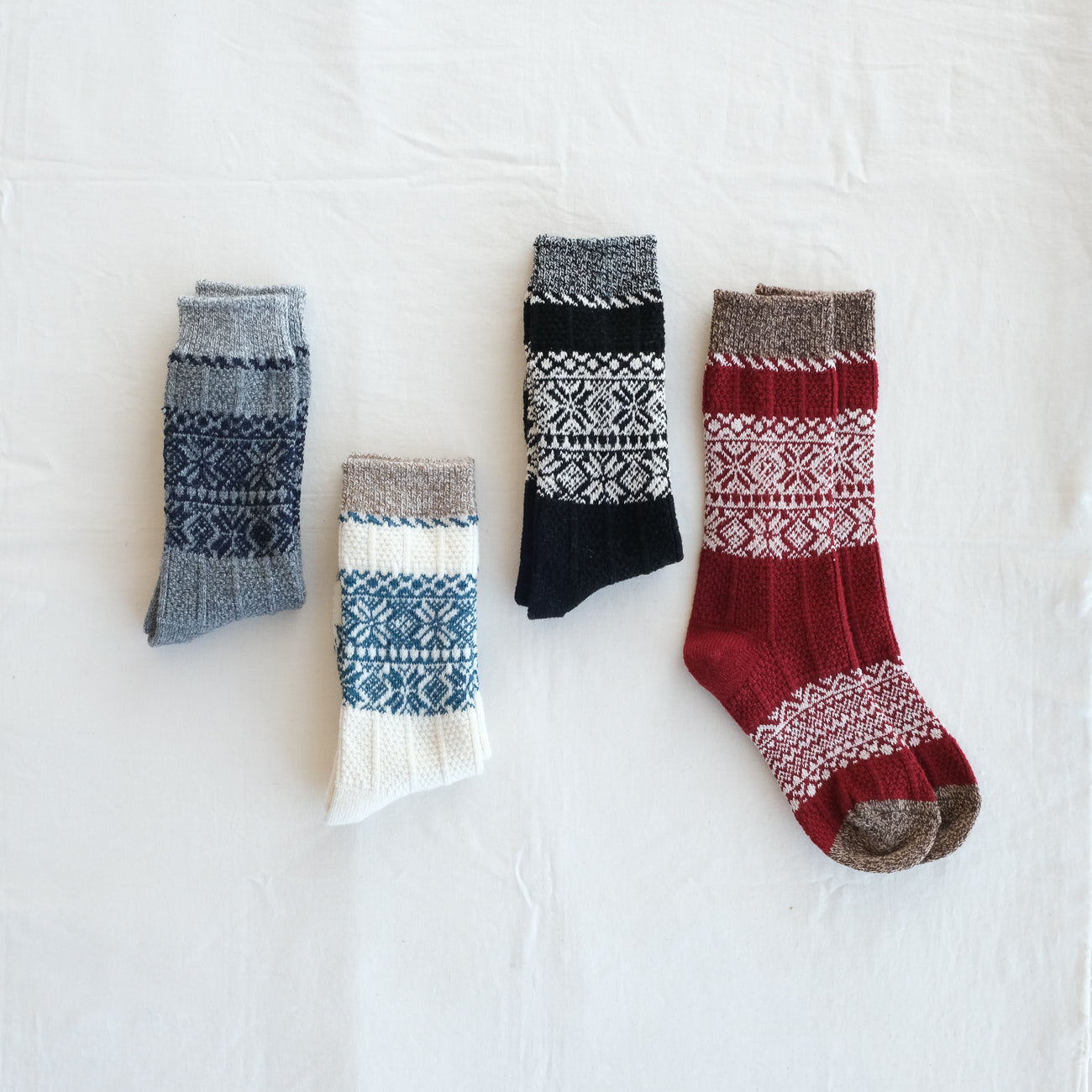 4-4011|Wool Organic Cotton Snow Pattern Socks