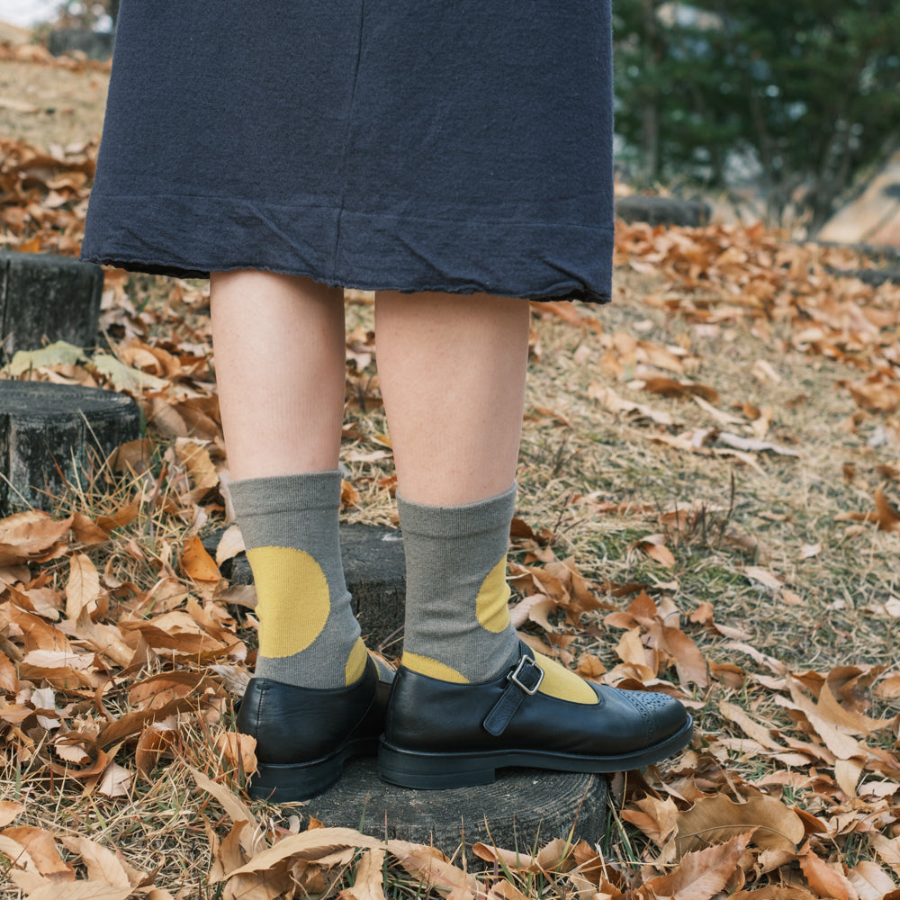 4-4015｜Organic Cotton Rubber Free Asymmetry Dot Socks