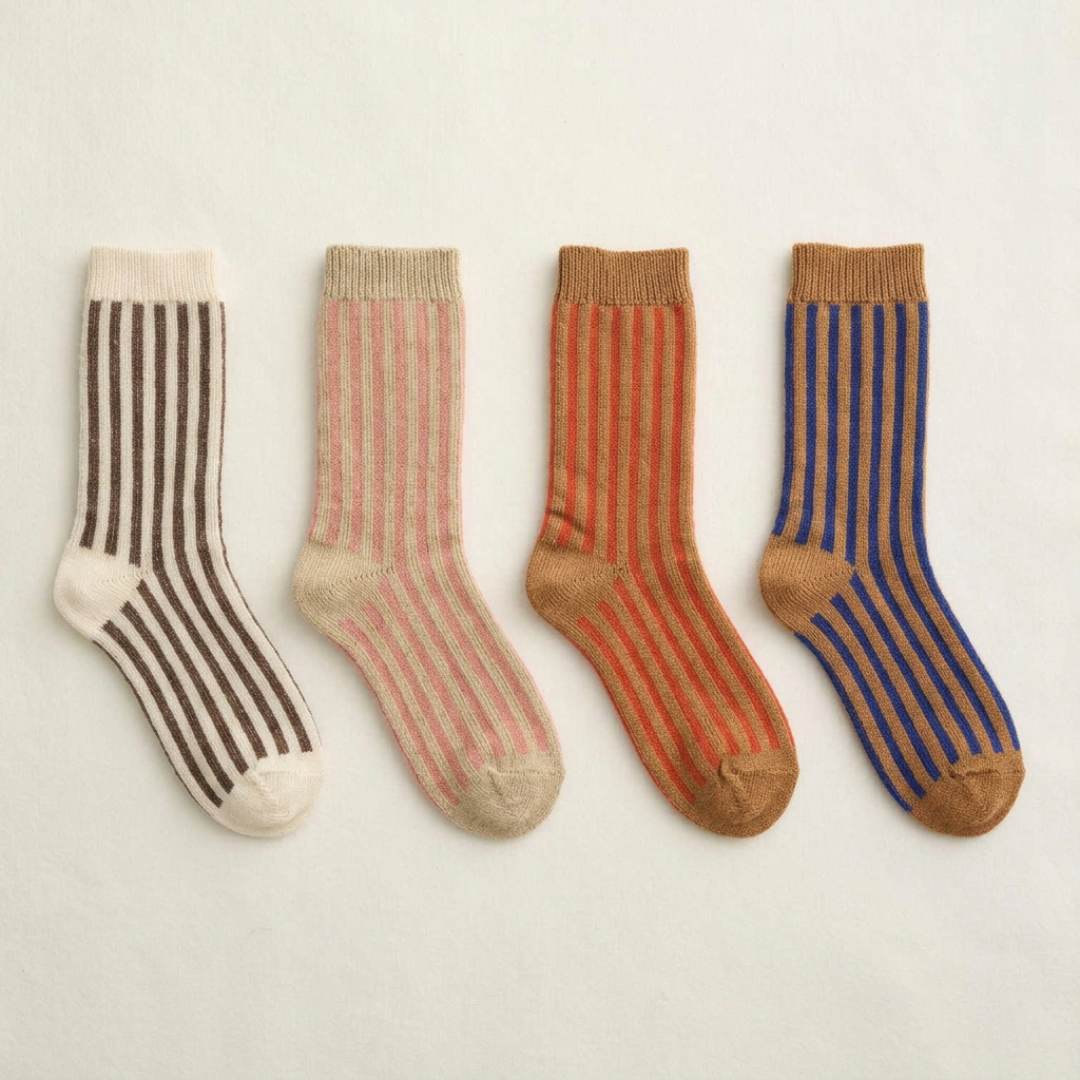 4-4031｜Organic Cotton Mohair Stripes Socks