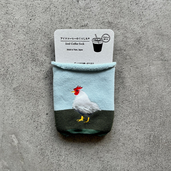6-1010| アイスコーヒーの靴下　ニワトリ
