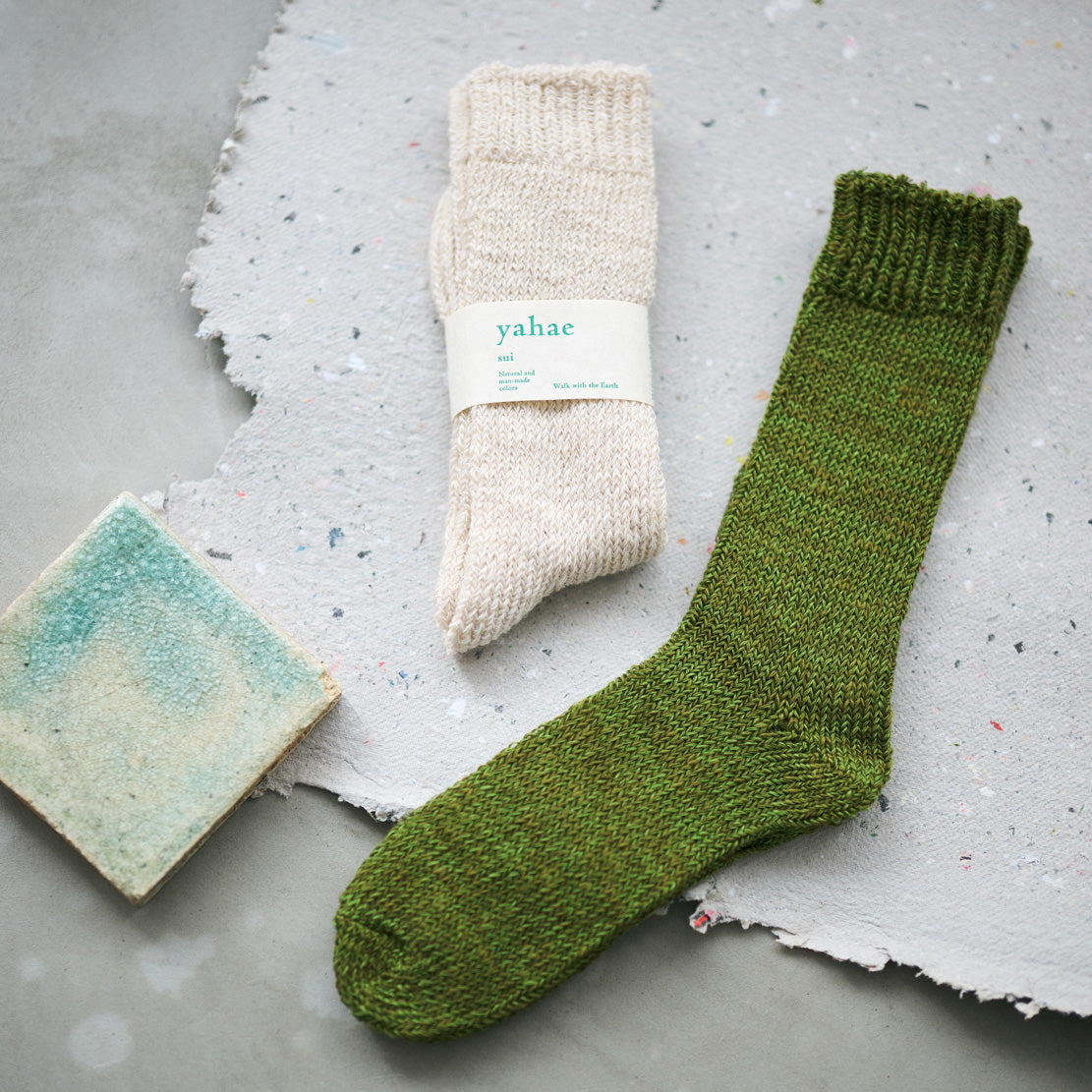 4-2002｜Organic Cotton Linen  Low Gauge Plain Socks