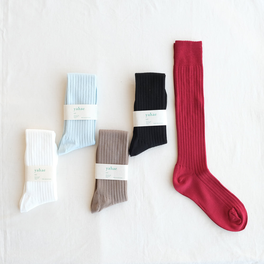 4-1003｜Organic Cotton Ribbed Knee Socks