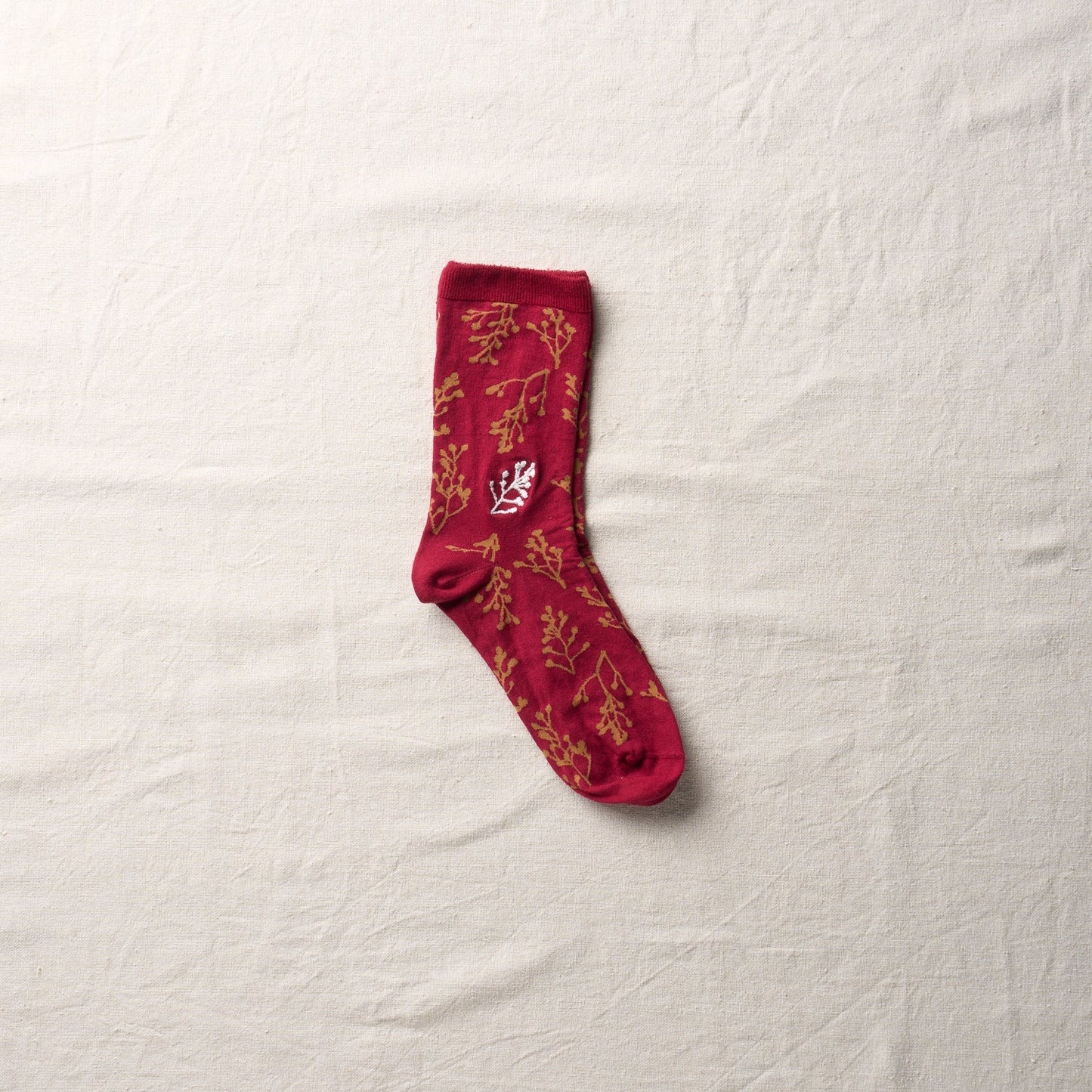 4-4001｜Organic Cotton Rose Hip Pattern Socks