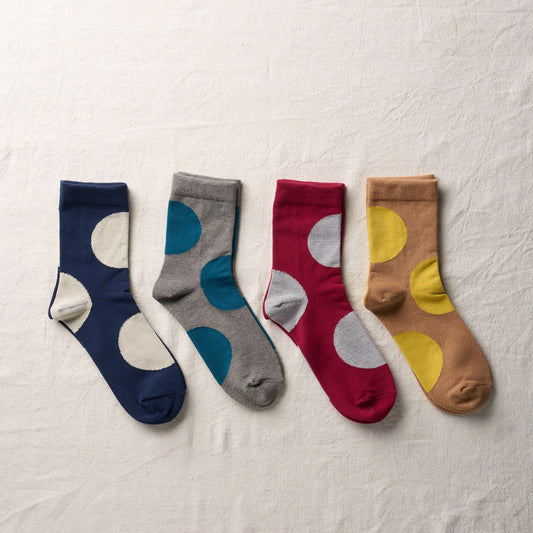 4-4003｜Organic Cotton Asymmetry Dot Socks