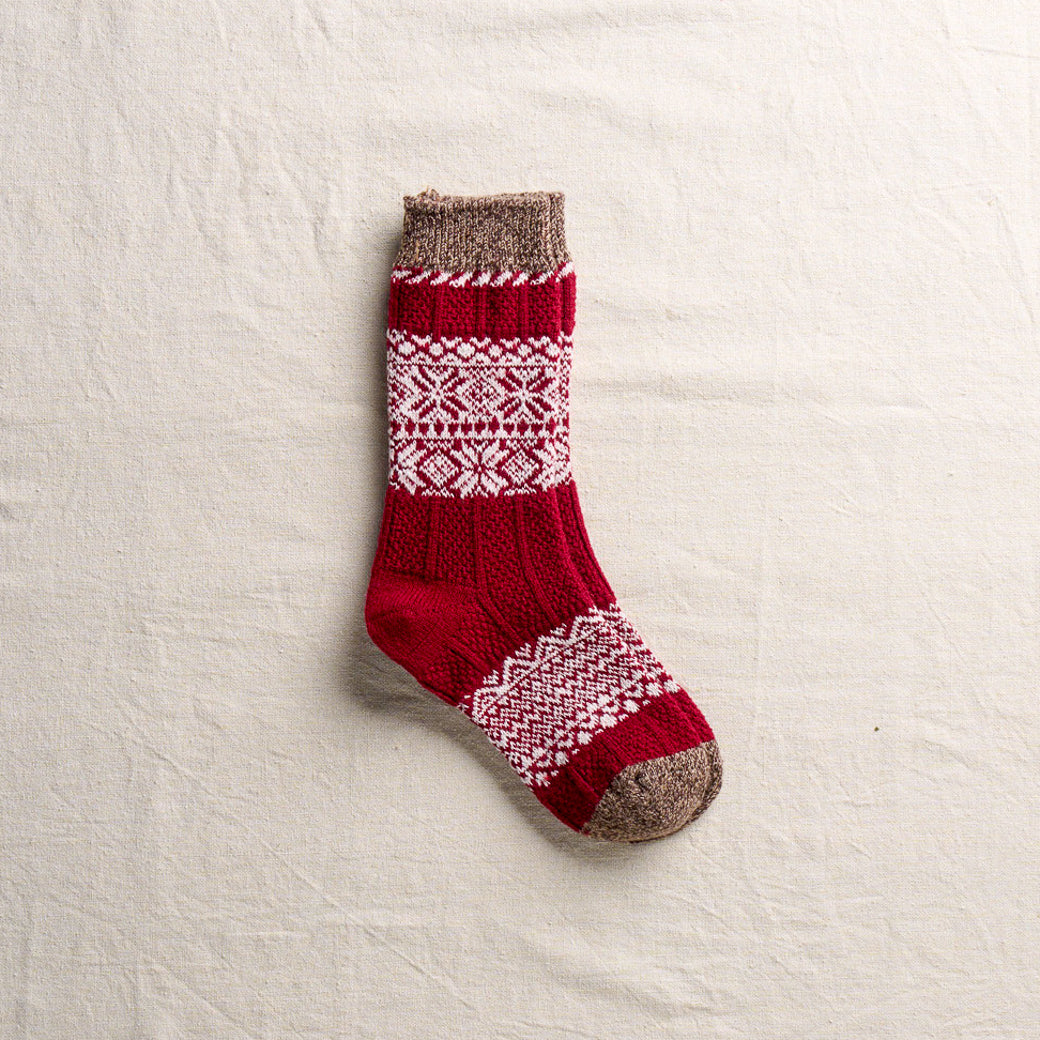 4-4011｜Wool Organic Cotton Snow Pattern Socks