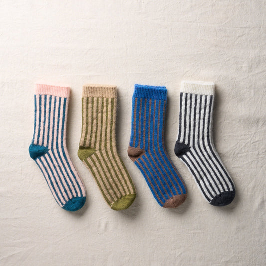 4-4005｜Organic Cotton Mohair Stripes Socks