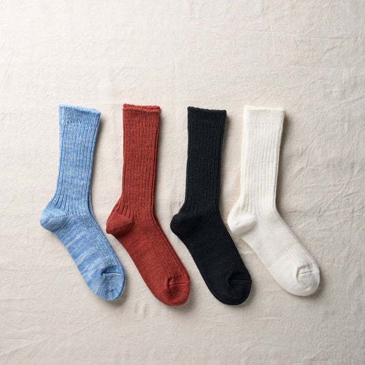 4-4007｜Linen Wool Ribbed Socks