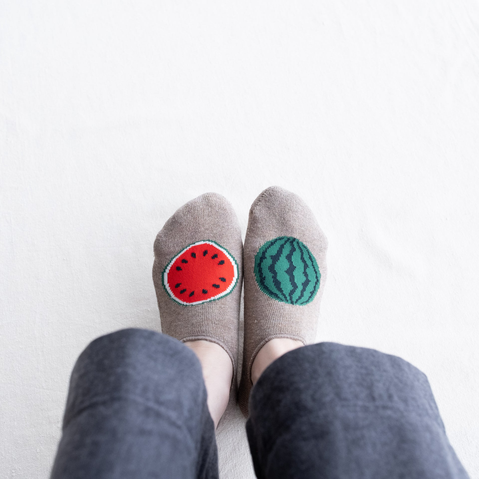 5-5009｜Organic Cotton Watermelon No Show Socks