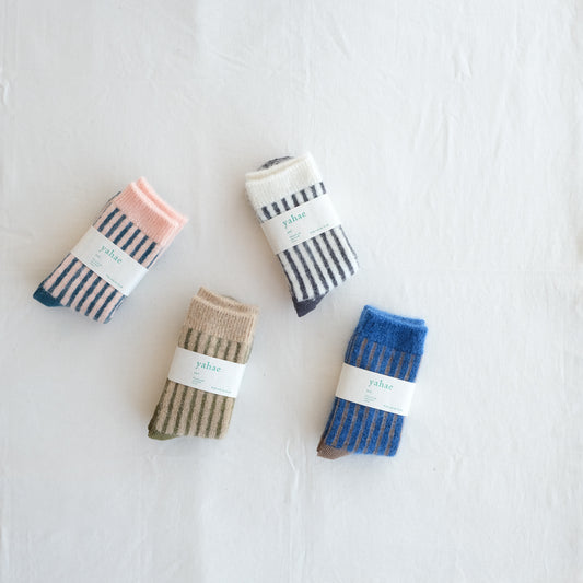 4-4005｜Organic Cotton Mohair Stripes Socks