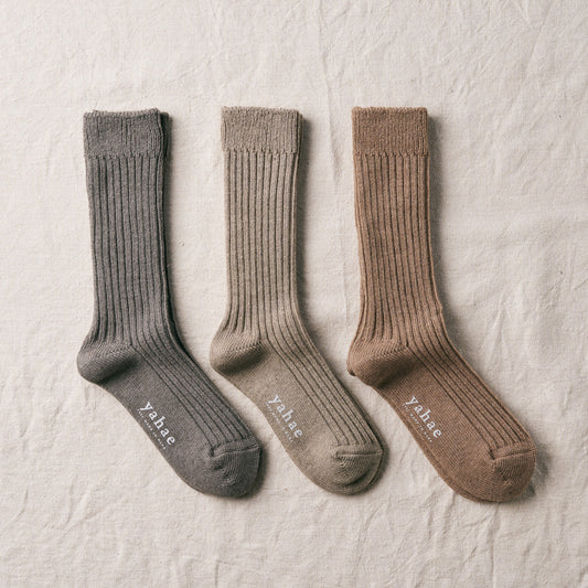 7-6001｜ORGANIC COTTON BLENDED YAK RIBBED SOCKS