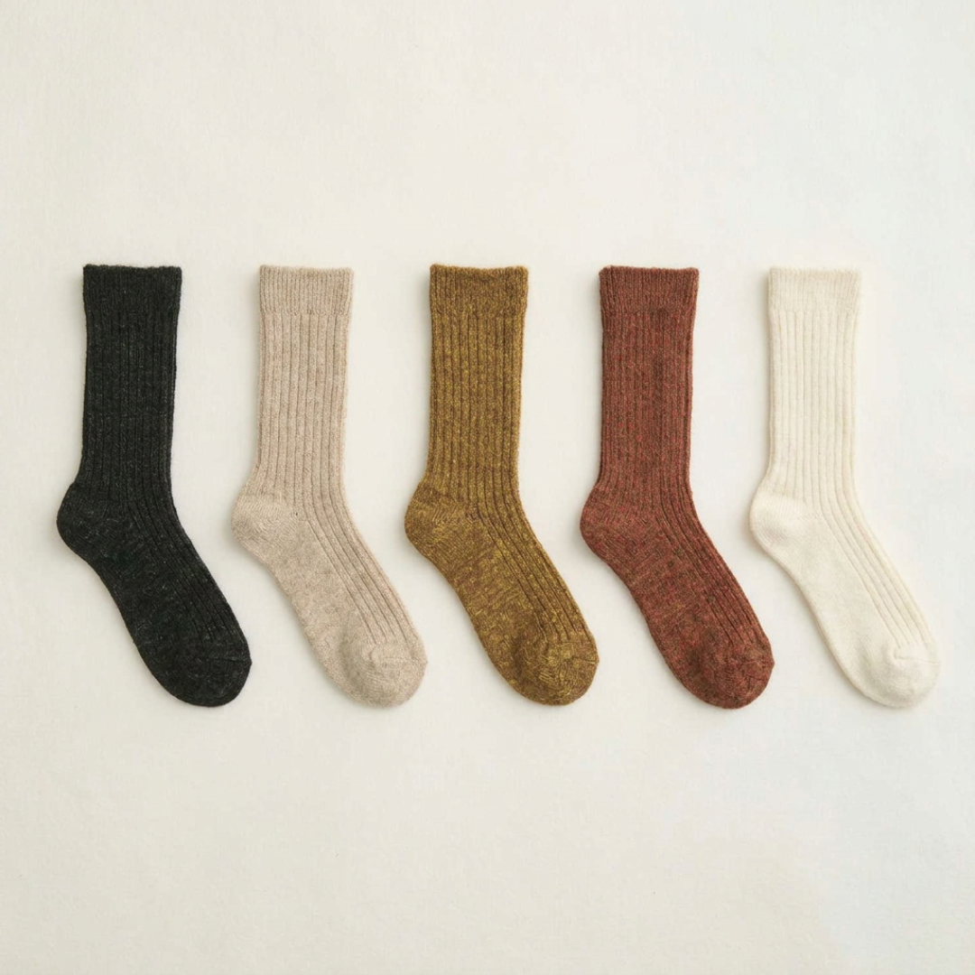 4-4033｜Alpaca Linen Ribbed Socks