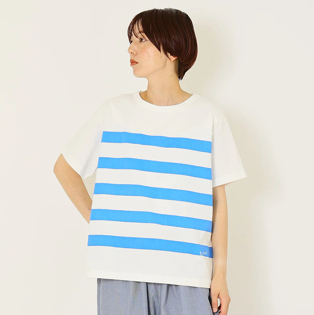 to touch｜TO26C-11　ドライコットンボーダープリントTシャツ