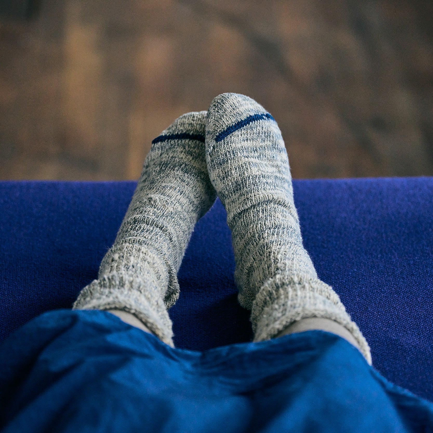 7-6010｜"GARABOU" ORGANIC COTTON SLIPPER SOCKS INDIGO