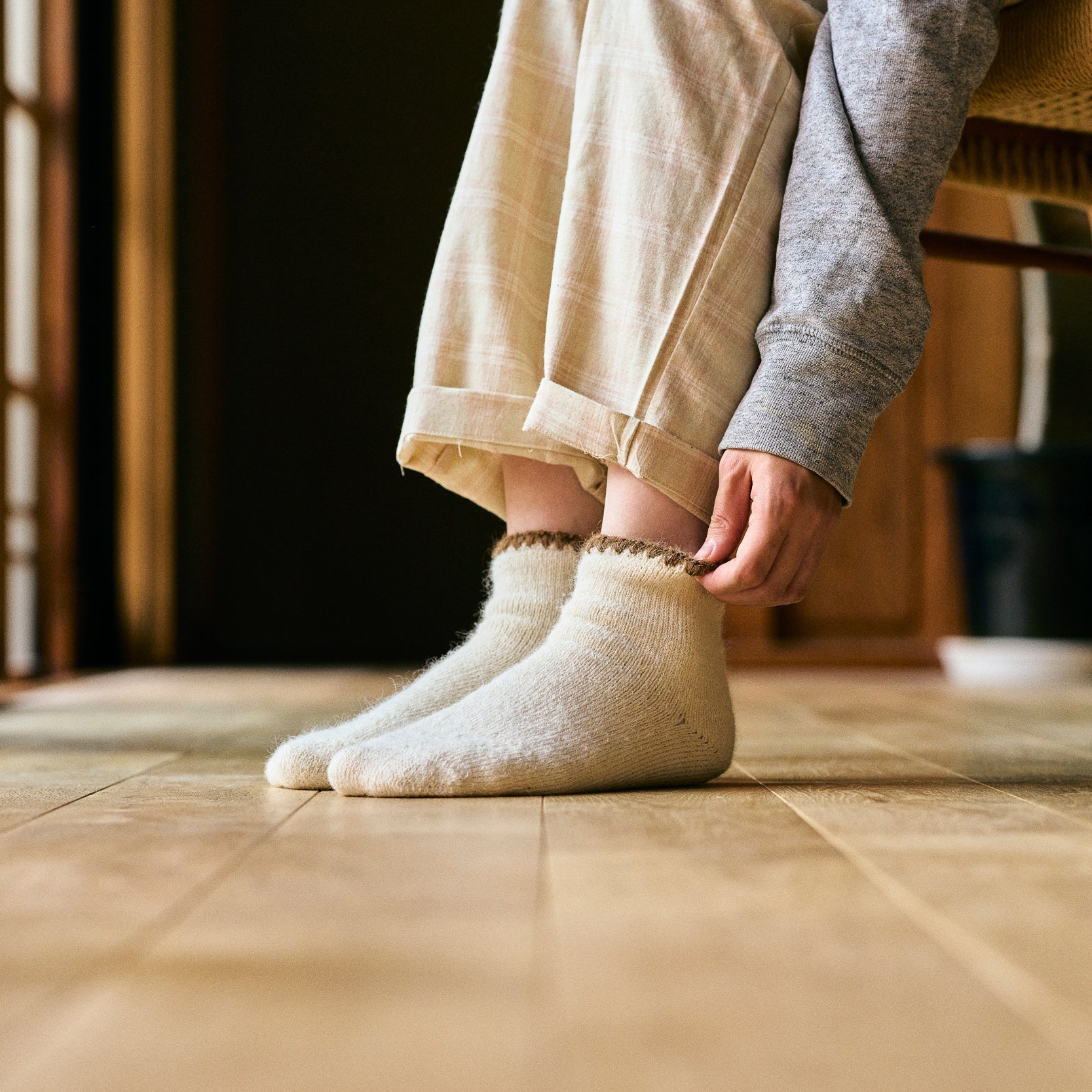 7-5011｜ALPACA ORGANIC COTTON GARLAND STITC PILE SOCKS
