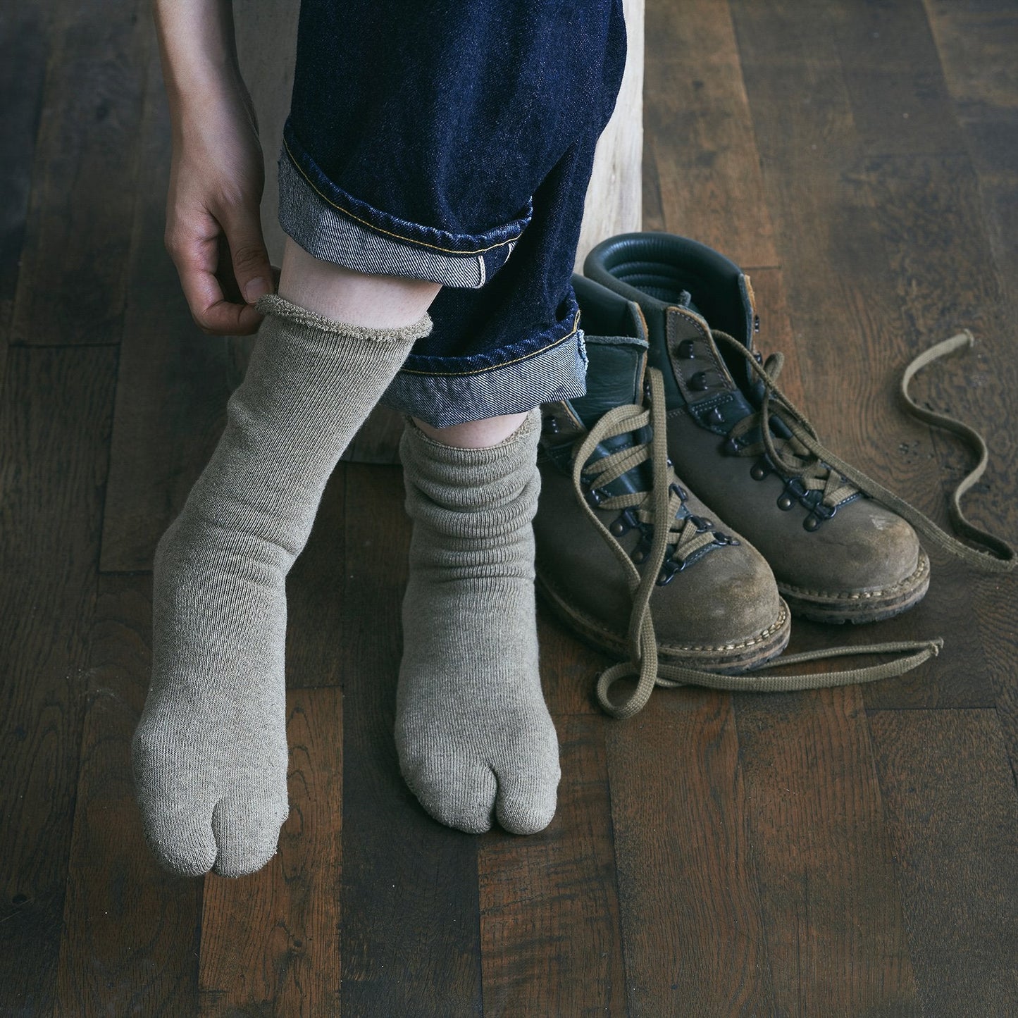 7-5005｜ORGANIC COTTON BLENDED YAK PILE TABI SOCKS